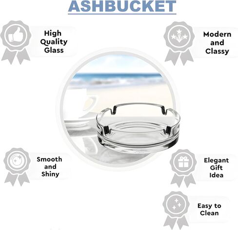 Glass Ashtrays for Cigarettes – Clear Modern Decorative Ash Tray for Home, Office, Indoor Outdoor Patio Use – Fancy Minimalist Design, Pack of 2 in Saudi Arabia