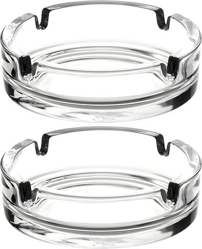 Glass Ashtrays for Cigarettes – Clear Modern Decorative Ash Tray for Home, Office, Indoor Outdoor Patio Use – Fancy Minimalist Design, Pack of 2 in Saudi Arabia