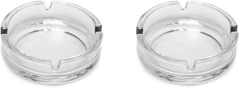 Glass Ashtrays for Cigarettes – Clear Modern Decorative Ash Tray for Home, Office, Indoor Outdoor Patio Use – Fancy Minimalist Design, Pack of 2 in Saudi Arabia