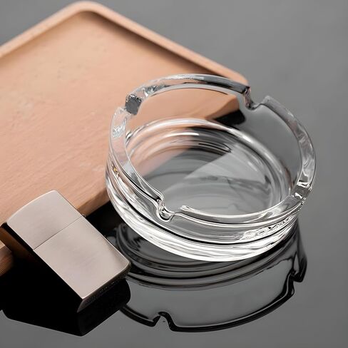 Glass Ashtrays for Cigarettes – Clear Modern Decorative Ash Tray for Home, Office, Indoor Outdoor Patio Use – Fancy Minimalist Design, Pack of 2 in Saudi Arabia