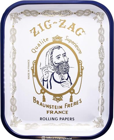 ZIG-ZAG Metal Rolling Tray, Large (13.4" x 10.8"), White, Elegant Design with Sleek Finish and Smooth Rounded Corners in Saudi Arabia