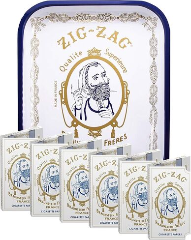 ZIG-ZAG Metal Rolling Tray, Large (13.4" x 10.8"), White, Elegant Design with Sleek Finish and Smooth Rounded Corners in Saudi Arabia
