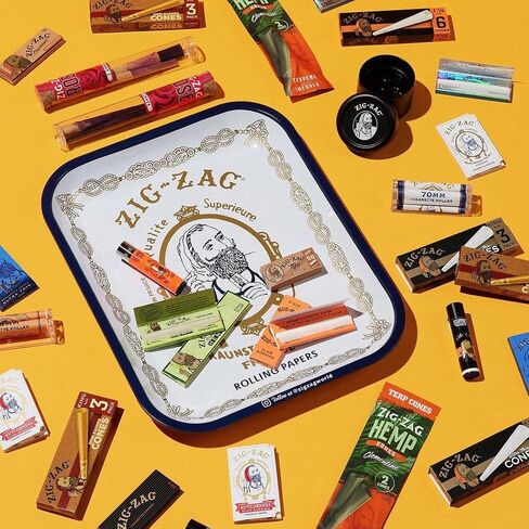 ZIG-ZAG Metal Rolling Tray, Large (13.4" x 10.8"), White, Elegant Design with Sleek Finish and Smooth Rounded Corners in Saudi Arabia