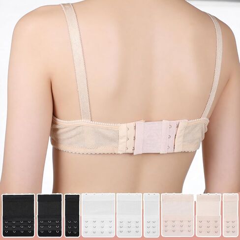 Nogeqi 18 Pcs Bra Strap Extender 2 Hook / 3 Hook / 4 Hooks Bra Extenders for Women, Elastic Bras Extension Plus Size Soft and Comfortable Bra-Band Extender (Black, White, Skin) in Kuwait