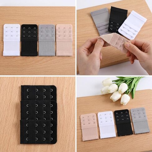 12 Pcs Adjustable Bra Strap Extender Set Replacement Elastic 3 Rows Bra Extenders 2/3/4 Hooks Bras Extensions Portable Soft Stretchy Plus Size for Women in Saudi Arabia