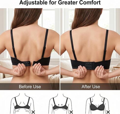 12 Pcs Adjustable Bra Strap Extender Set Replacement Elastic 3 Rows Bra Extenders 2/3/4 Hooks Bras Extensions Portable Soft Stretchy Plus Size for Women in Saudi Arabia