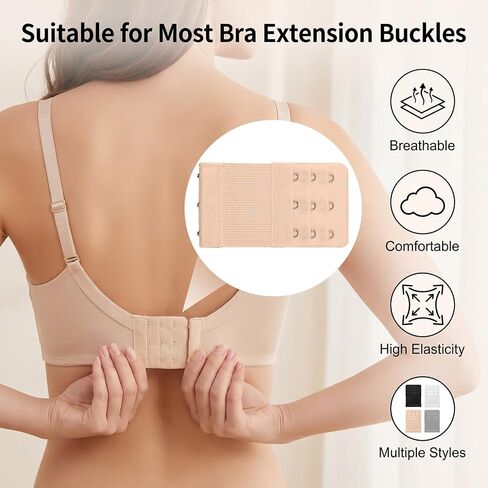 12 Pcs Adjustable Bra Strap Extender Set Replacement Elastic 3 Rows Bra Extenders 2/3/4 Hooks Bras Extensions Portable Soft Stretchy Plus Size for Women in Saudi Arabia