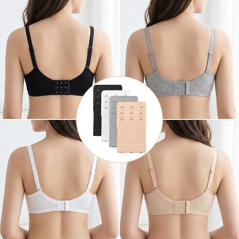 12 Pcs Adjustable Bra Strap Extender Set Replacement Elastic 3 Rows Bra Extenders 2/3/4 Hooks Bras Extensions Portable Soft Stretchy Plus Size for Women in Saudi Arabia