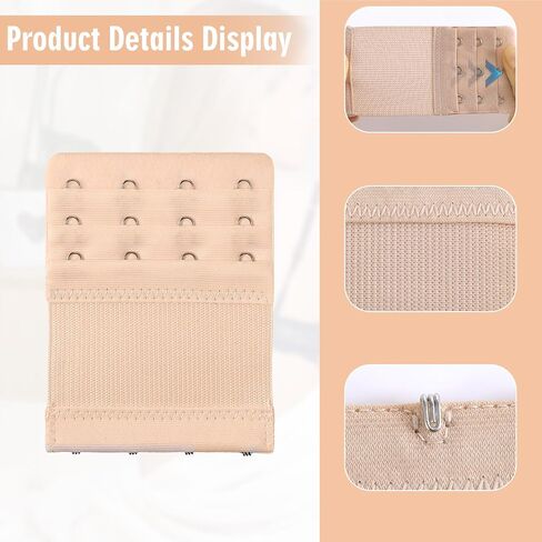12 Pcs Adjustable Bra Strap Extender Set Replacement Elastic 3 Rows Bra Extenders 2/3/4 Hooks Bras Extensions Portable Soft Stretchy Plus Size for Women in Saudi Arabia