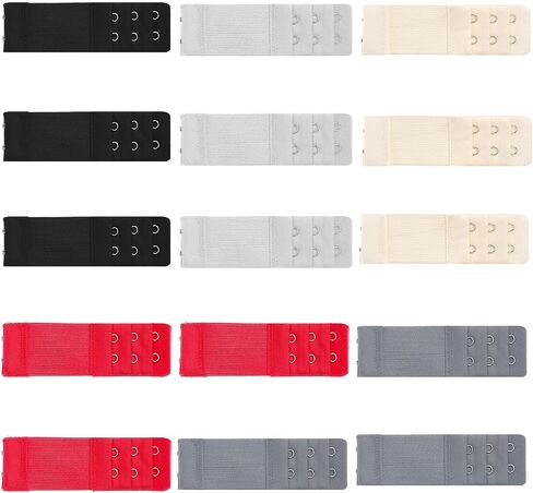 15Pcs Bra Extenders, 2 Hooks 3 Row Bra Strap Extender, Adjustable Extensions for Women Underwear (5 Colors) in Saudi Arabia