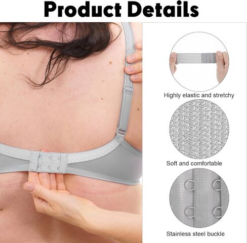 15Pcs Bra Extenders, 2 Hooks 3 Row Bra Strap Extender, Adjustable Extensions for Women Underwear (5 Colors) in Saudi Arabia