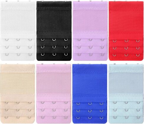 8Pcs Bra Extenders, 3 Hook Adjustable Bra Strap Extender, Soft Stretchy Extension Straps (8 Colors) in Saudi Arabia