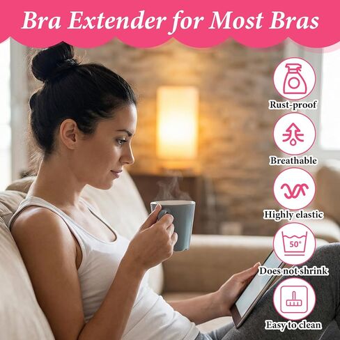 8Pcs Bra Extenders, 3 Hook Adjustable Bra Strap Extender, Soft Stretchy Extension Straps (8 Colors) in Saudi Arabia