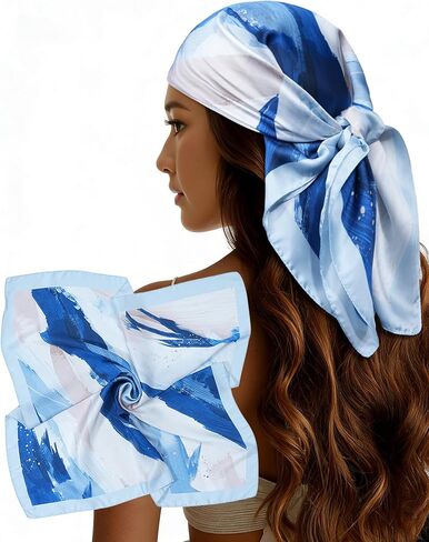 Lourny Head Satin Scarf for Women - 27 Inch Square Hair Scarves, Silk-Like Feel for Fashion Wrap, Neck Scarf, Bandana in Saudi Arabia