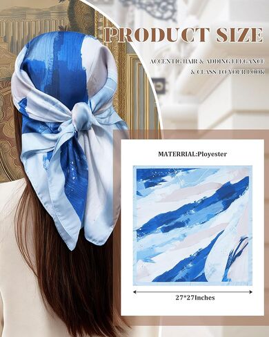 Lourny Head Satin Scarf for Women - 27 Inch Square Hair Scarves, Silk-Like Feel for Fashion Wrap, Neck Scarf, Bandana in Saudi Arabia