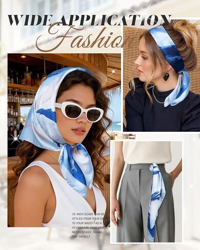 Lourny Head Satin Scarf for Women - 27 Inch Square Hair Scarves, Silk-Like Feel for Fashion Wrap, Neck Scarf, Bandana in Saudi Arabia