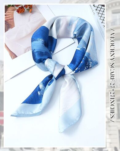 Lourny Head Satin Scarf for Women - 27 Inch Square Hair Scarves, Silk-Like Feel for Fashion Wrap, Neck Scarf, Bandana in Saudi Arabia