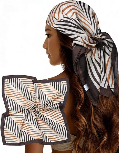 Lourny Head Satin Scarf for Women - 27 Inch Square Hair Scarves, Silk-Like Feel for Fashion Wrap, Neck Scarf, Bandana in Saudi Arabia