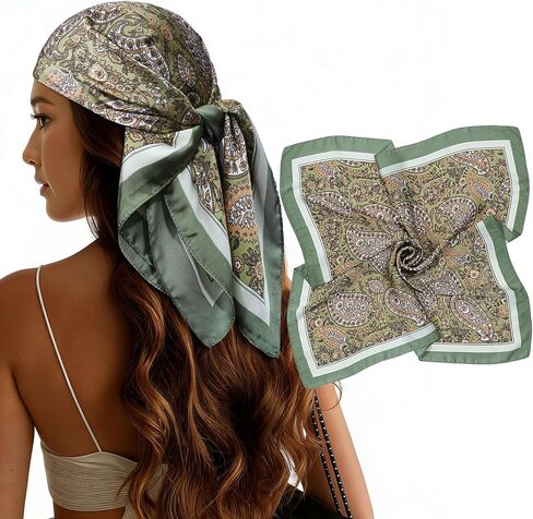 Lourny Head Satin Scarf for Women - 27 Inch Square Hair Scarves, Silk-Like Feel for Fashion Wrap, Neck Scarf, Bandana in Saudi Arabia