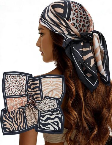 Lourny Head Satin Scarf for Women - 27 Inch Square Hair Scarves, Silk-Like Feel for Fashion Wrap, Neck Scarf, Bandana in Saudi Arabia