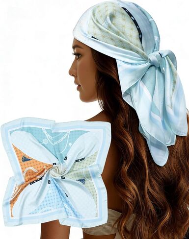 Lourny Head Satin Scarf for Women - 27 Inch Square Hair Scarves, Silk-Like Feel for Fashion Wrap, Neck Scarf, Bandana in Saudi Arabia