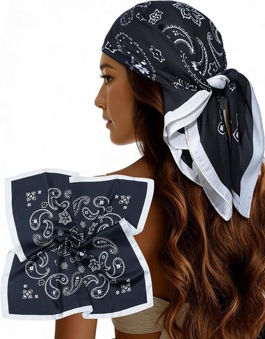 Lourny Head Satin Scarf for Women - 27 Inch Square Hair Scarves, Silk-Like Feel for Fashion Wrap, Neck Scarf, Bandana in Saudi Arabia