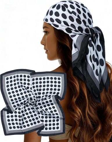 Lourny Head Satin Scarf for Women - 27 Inch Square Hair Scarves, Silk-Like Feel for Fashion Wrap, Neck Scarf, Bandana in Saudi Arabia