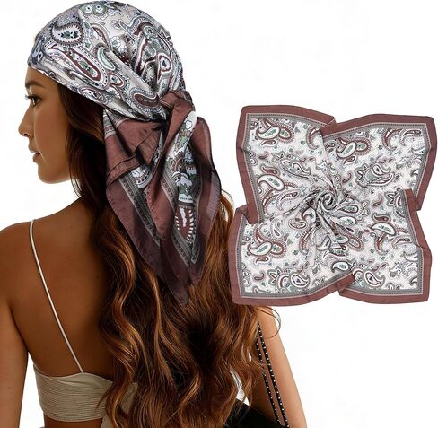 Lourny Head Satin Scarf for Women - 27 Inch Square Hair Scarves, Silk-Like Feel for Fashion Wrap, Neck Scarf, Bandana in Saudi Arabia