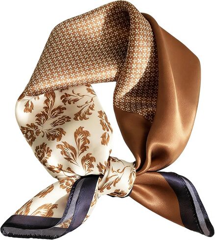 Clysoru 100% Mulberry Silk Scarf 21'' Square Neckerchief Neck Scarves Lightweight For Women With Gift Box in Kuwait
