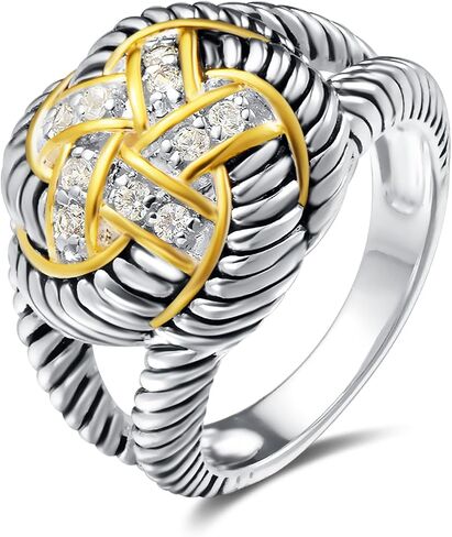 UNY JEWEL Jewelry Make a Statement Flower Swirl Enhancer Pendant Twisted Cable Double Wire Rings Women Jewelry Sets Size 8 in Kuwait