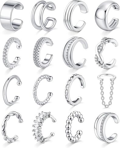 Giovanchi 16Pcs Ear Cuffs Non Piercing - 14K Gold Plated Ear Cuff Earrings for Women - Adjustable Earring Cuffs Non Pierced Ears Clip on Cartilage Earring Fake Earrings Set in Saudi Arabia