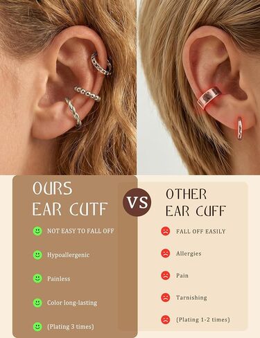 Giovanchi 16Pcs Ear Cuffs Non Piercing - 14K Gold Plated Ear Cuff Earrings for Women - Adjustable Earring Cuffs Non Pierced Ears Clip on Cartilage Earring Fake Earrings Set in Saudi Arabia