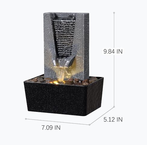 Zen Tabletop Indoor Water Fountain - Indoor Waterfall with LED Light, Relaxing Water Sounds for Office Desk Decor, Home Meditation & Stress Relief, Ideal Relaxation Gift for Women/Men in Kuwait