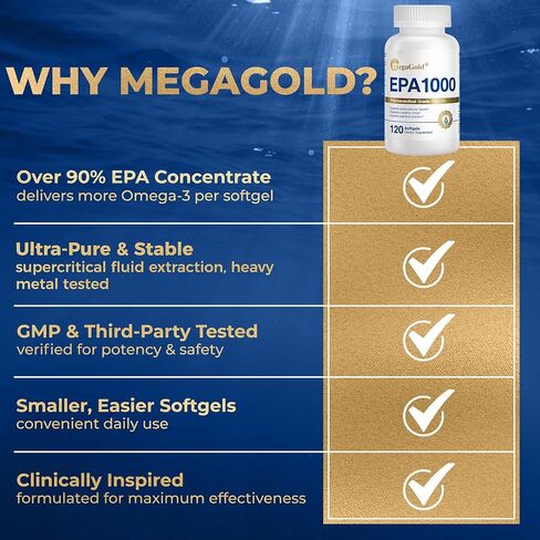 Fish Oil Omega 3 Supplements EPA 1000mg - Omega-3 Fatty Acids, 1000mg Burpless Fish Oil for Men & Women, Pure Concentrated Supplement - 120 Mini Softgels in Kuwait