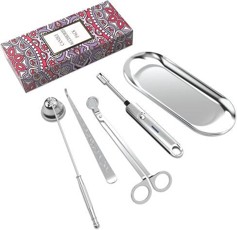 Candle Wick Cutter and Trimmer Set, Electric Lighter, Wick Dipper - Black, 4-Piece, Mom Birthday Gift in Saudi Arabia