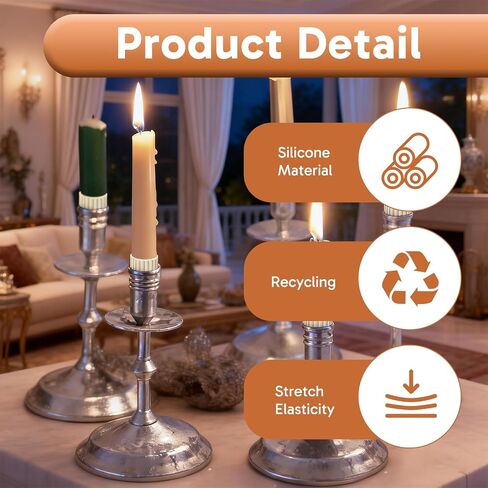 15Pcs Candle Grippers for Taper Candles,24pcs Sticky dots Clear Double Sided Removable, Flexible Silicone Stabilizers for Secure Hold in Weddings, Festivals and Home Decor in Saudi Arabia