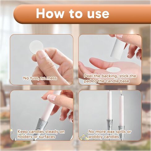 15Pcs Candle Grippers for Taper Candles,24pcs Sticky dots Clear Double Sided Removable, Flexible Silicone Stabilizers for Secure Hold in Weddings, Festivals and Home Decor in Saudi Arabia