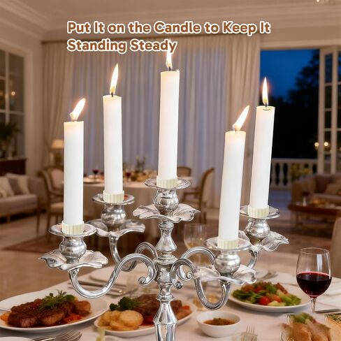 15Pcs Candle Grippers for Taper Candles,24pcs Sticky dots Clear Double Sided Removable, Flexible Silicone Stabilizers for Secure Hold in Weddings, Festivals and Home Decor in Saudi Arabia