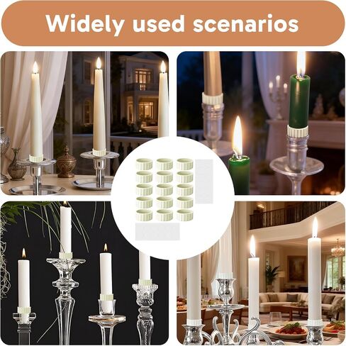 15Pcs Candle Grippers for Taper Candles,24pcs Sticky dots Clear Double Sided Removable, Flexible Silicone Stabilizers for Secure Hold in Weddings, Festivals and Home Decor in Saudi Arabia