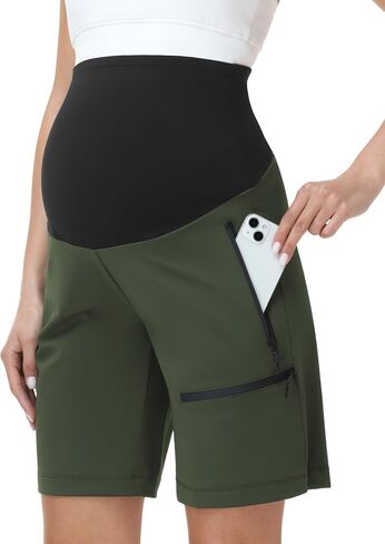 V VOCNI Maternity Athletic Shorts Quick Dry Zipper Pockets Cargo Pregnancy Bermuda Shorts for Hiking Camping Running in Kuwait