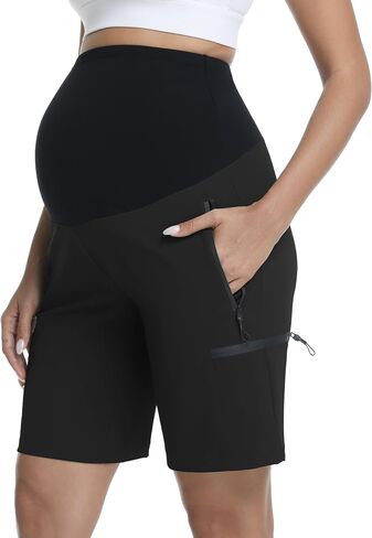 Women's Maternity Cargo Shorts Quick Dry Zipper Pockets Bermuda Hiking Athletic Shorts Summer Pregnancy Clothes in Saudi Arabia