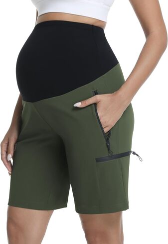 Women's Maternity Cargo Shorts Quick Dry Zipper Pockets Bermuda Hiking Athletic Shorts Summer Pregnancy Clothes in Saudi Arabia