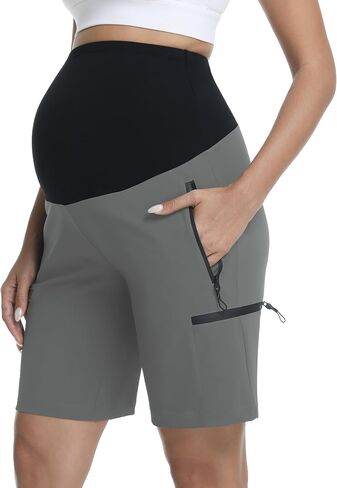 Women's Maternity Cargo Shorts Quick Dry Zipper Pockets Bermuda Hiking Athletic Shorts Summer Pregnancy Clothes in Saudi Arabia