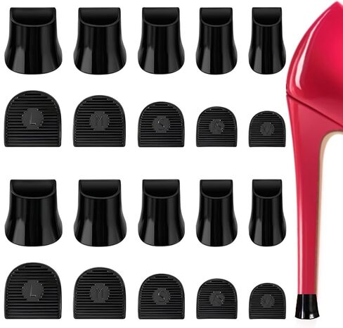 20 Pcs Heel Caps for High Heels, Heel Covers for High Heel Shoes, 5 Sizes Heel Bottom Replacement Tips for Women's Shoes, Non-Slip Stiletto Heel Caps for Outdoor Weddings Grass (U-Mix) in Saudi Arabia