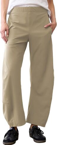 Songling Womens Barrel Pants Wide Leg High Waisted Ankle Business Work Pants Travel Casual Trousers with Pockets in Saudi Arabia