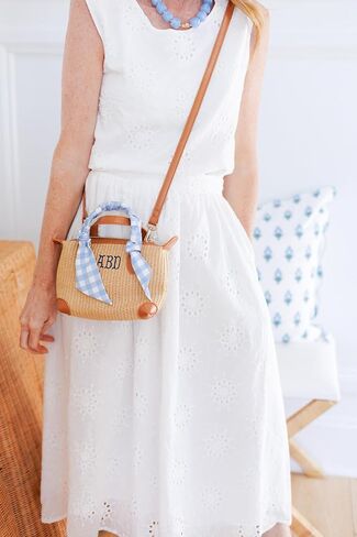 Personalized Coastal Mini Crossbody Bag - Straw Woven Purse with Embroidered Monogram, Faux Leather Crossbody Handbag, Small Travel Purse, Gift for Women in Saudi Arabia
