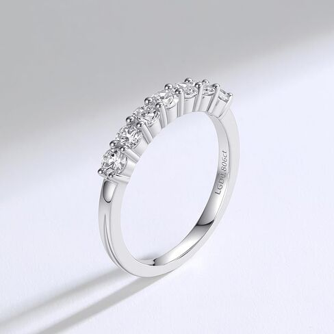 AURALUME Lab Grown Diamond Eternity Band 0.77cttw 7 Stone D Color VVS Clarity 3mm S925 Sterling Silver Anniversary Wedding Rings for Women in Saudi Arabia