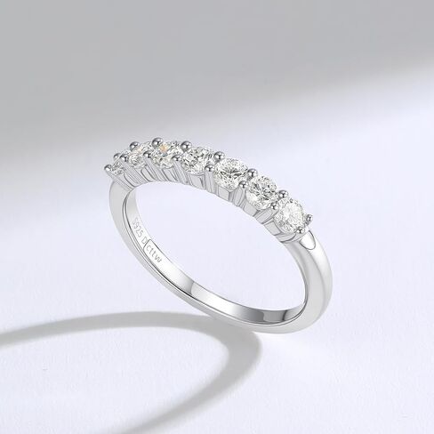 AURALUME Lab Grown Diamond Eternity Band 0.77cttw 7 Stone D Color VVS Clarity 3mm S925 Sterling Silver Anniversary Wedding Rings for Women in Saudi Arabia