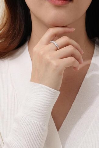 AURALUME Lab Grown Diamond Eternity Band 0.77cttw 7 Stone D Color VVS Clarity 3mm S925 Sterling Silver Anniversary Wedding Rings for Women in Saudi Arabia