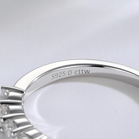 AURALUME Lab Grown Diamond Eternity Band 0.77cttw 7 Stone D Color VVS Clarity 3mm S925 Sterling Silver Anniversary Wedding Rings for Women in Saudi Arabia